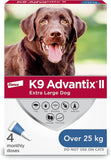 K9 Advantix II Flea and Tick Treatment for Extra Large Dogs weighing over 25 kg (over 55 lbs.)-4 doses