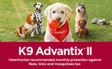K9 Advantix II Flea and Tick Treatment for Extra Large Dogs weighing over 25 kg (over 55 lbs.)-4 doses