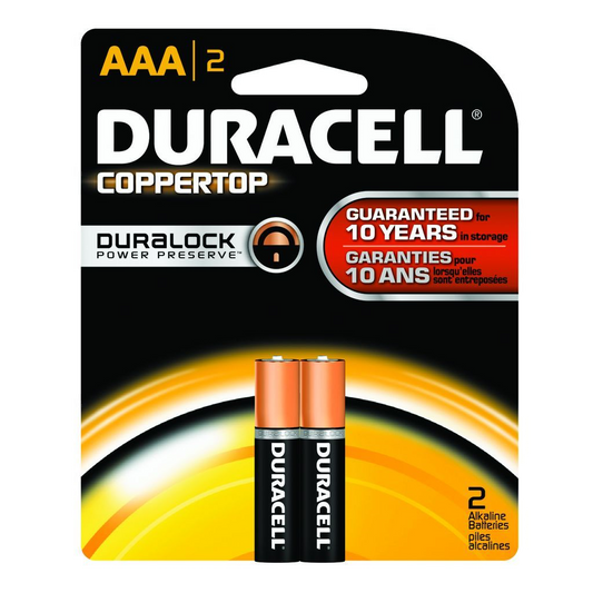 DURACELL COPPERTOP BATTERIES DURALOCK AAA 2