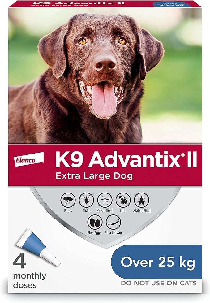 K9 Advantix II Flea and Tick Treatment for Extra Large Dogs weighing over 25 kg (over 55 lbs.)-4 doses
