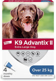 K9 Advantix II Flea and Tick Treatment for Extra Large Dogs weighing over 25 kg (over 55 lbs.)-4 doses