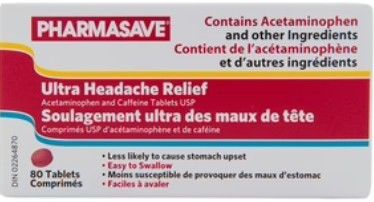 Pharmasave Acetaminophen Ultra Headache Relief - 80 Tablets