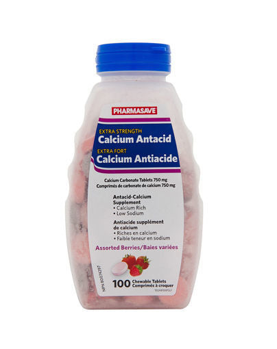 PHARMASAVE CALCIUM ANTACID - EXTRA STRENGTH - BERRY TABLET 750MG 100S