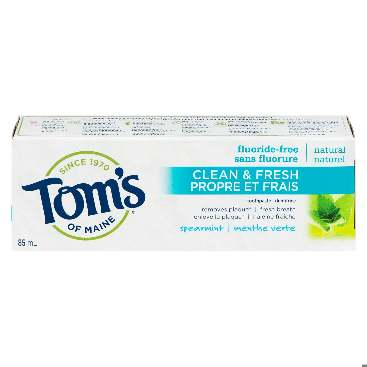 TOMS OF MN T/P CLN&FR NAT N/FLUOR SPEARMINT 85ML