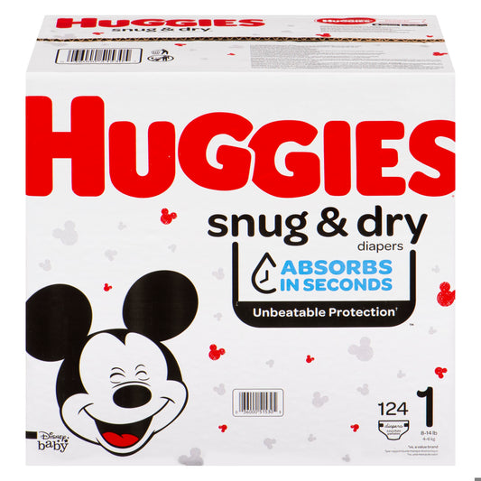 HUGGIES SNUG & DRY DIAPERS #1 GIGA 124