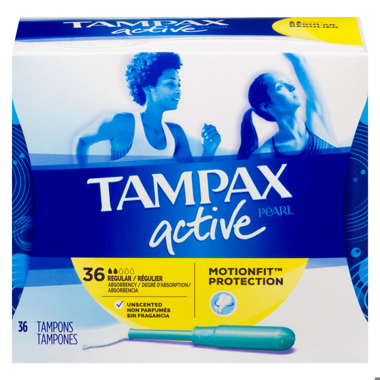 TAMPAX PEARL ACTIVE TAMPONS REGULAR UNSCENTED 36
