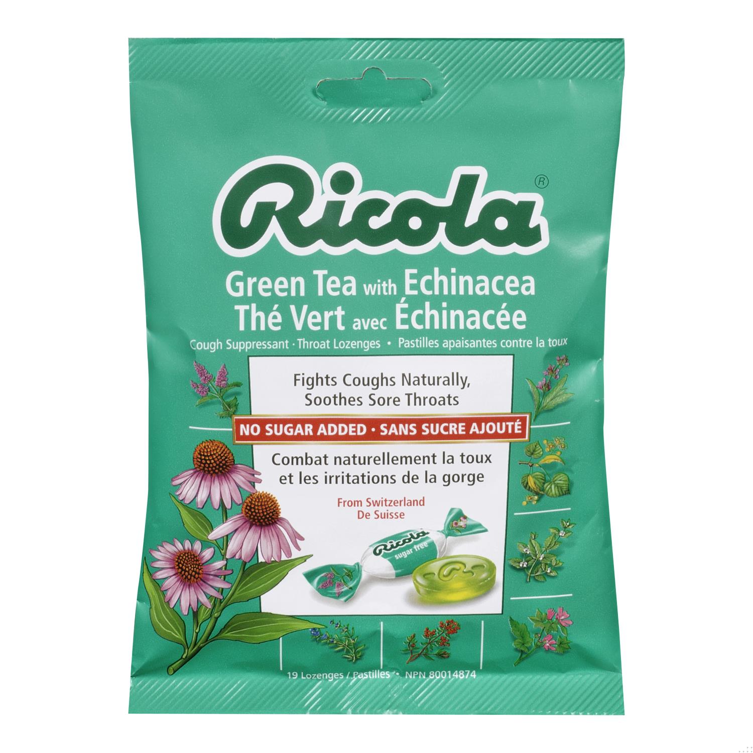 RICOLA COLD DROP ECHINACE&GREEN TEA NO SUGAR 75G