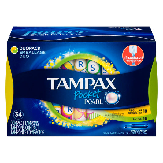 TAMPAX PEARL POCKET REG/SUPER UNSCENTED 34