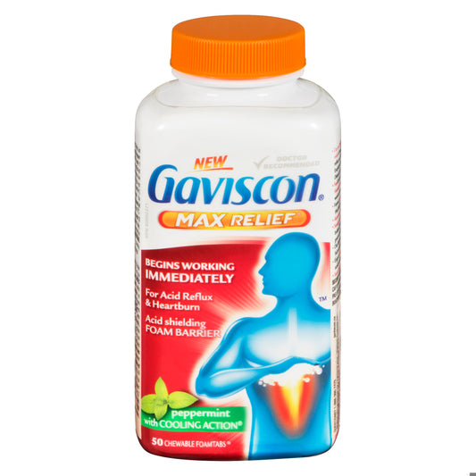 GAVISCON MAX RELIEF PEPPERMINT TB 50