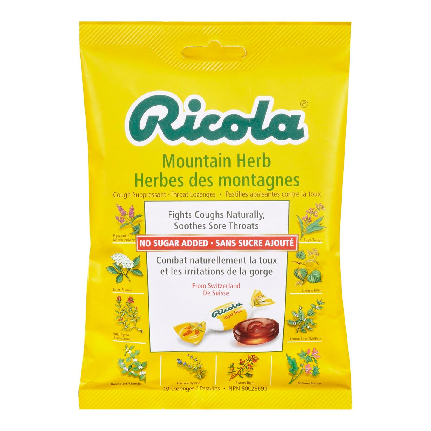 RICOLA COUGH DROP NO SUGAR ADDED ORIG HERB 75G