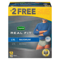 DEPEND UNDERWEAR - REAL-FIT MAXIMUM ABSORBENCY BLACK&GREY LG/X-LG 12S