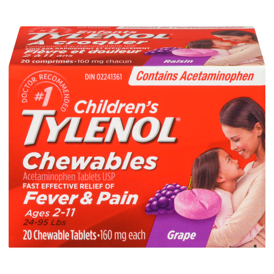 TYLENOL CHILD CHEWABLE TB GRAPE 160MG 20