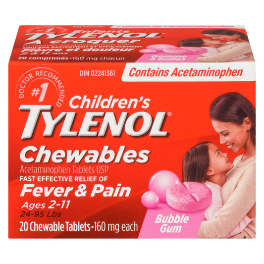 TYLENOL CHILD BUBBLE GUM CHEW TB 160MG 20