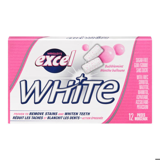 GUM REG EXCEL WHITE BUBBLEMINT 12PC