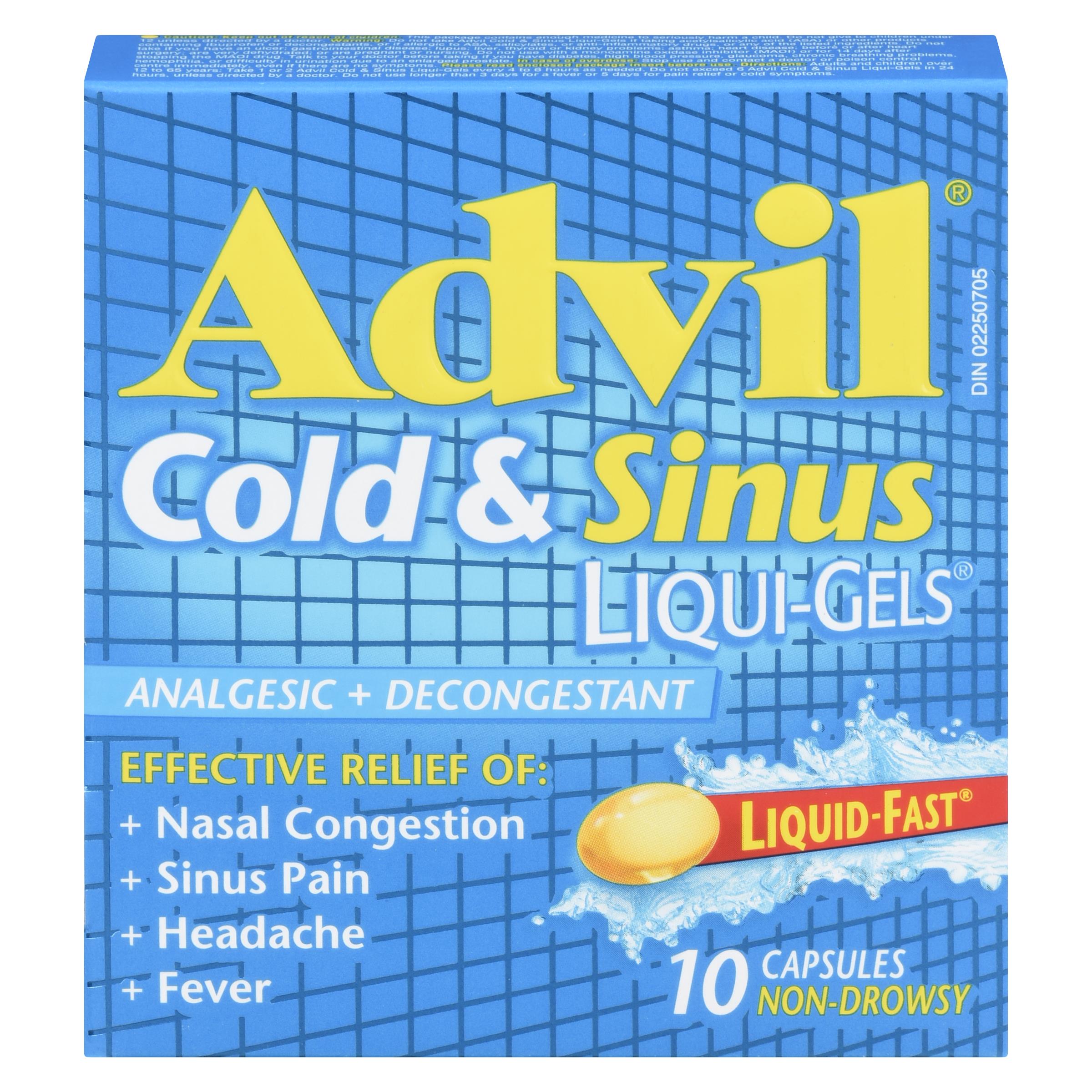 ADVIL COLD & SINUS LIQUI-GELS CPLT 200MG 10