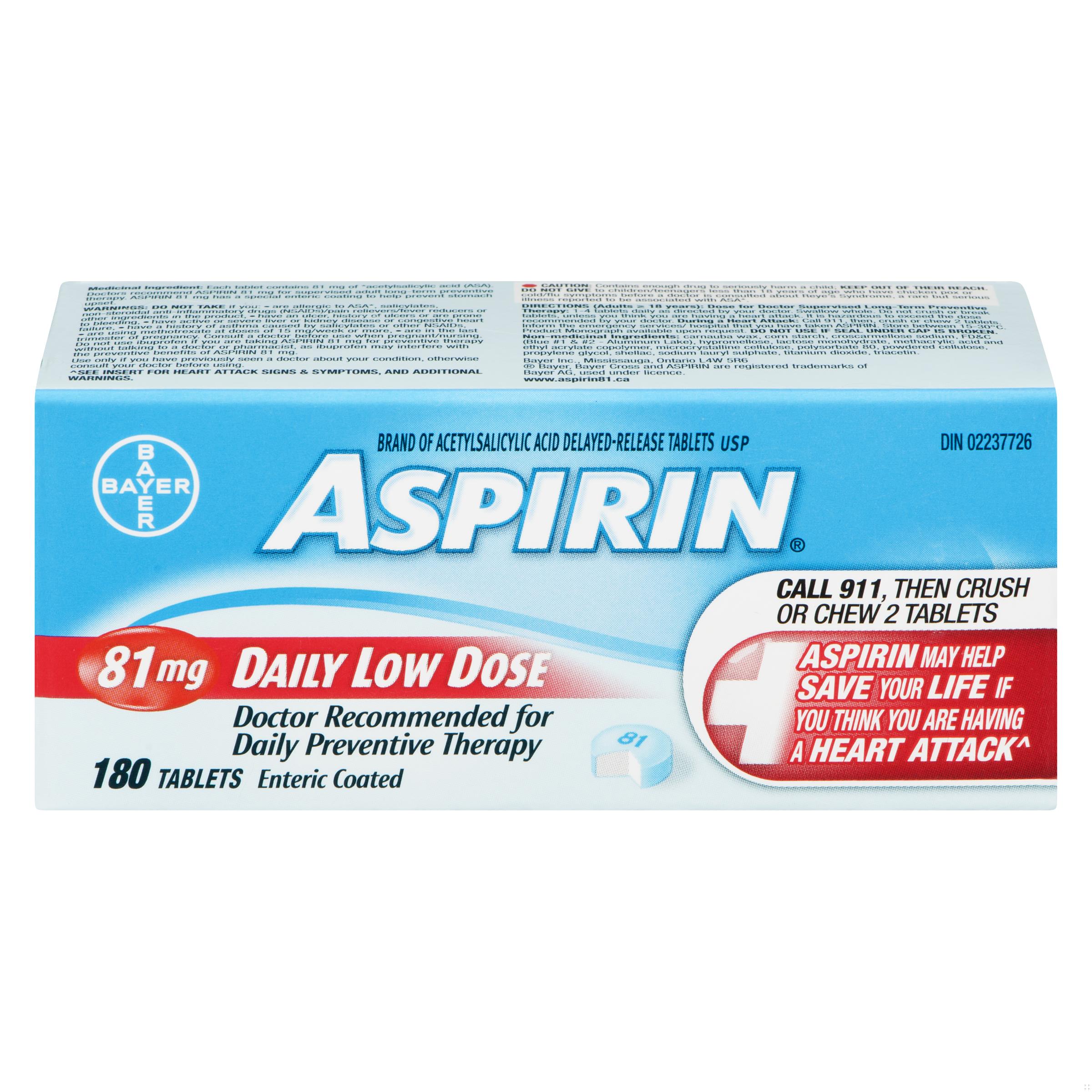 ASPIRIN TB COATED DAILY LOW DOSE 81MG 180