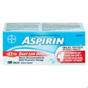 ASPIRIN TB COATED DAILY LOW DOSE 81MG 180