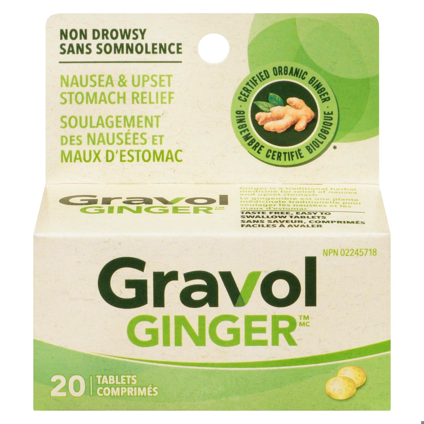 GRAVOL NATURAL SOURCE TB 500MG GINGER 20