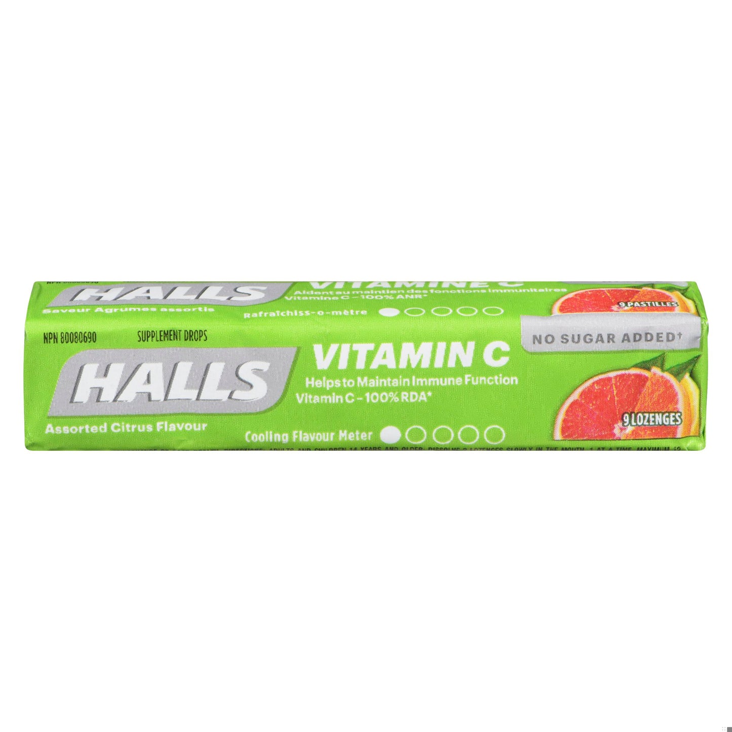 HALLS LOZ VIT C CITRUS NO SUGAR ADDED 9PC