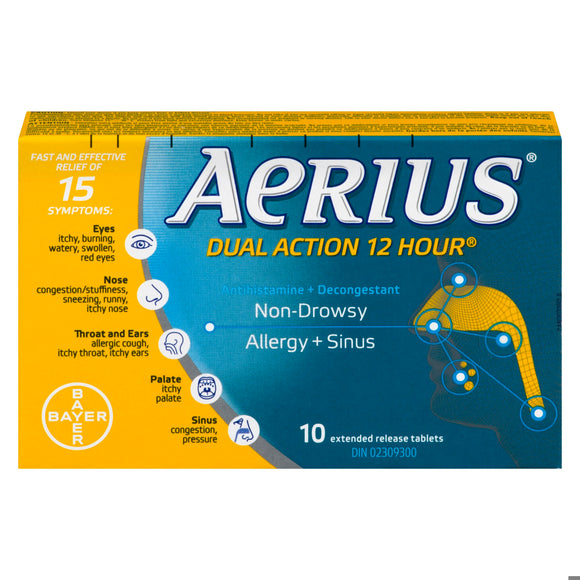 AERIUS DUAL ACTION TB 12H 2.5MG/120MG 10