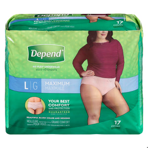 New!!! Depend Fit Flex Underwear for Women Size L/G 17 Count