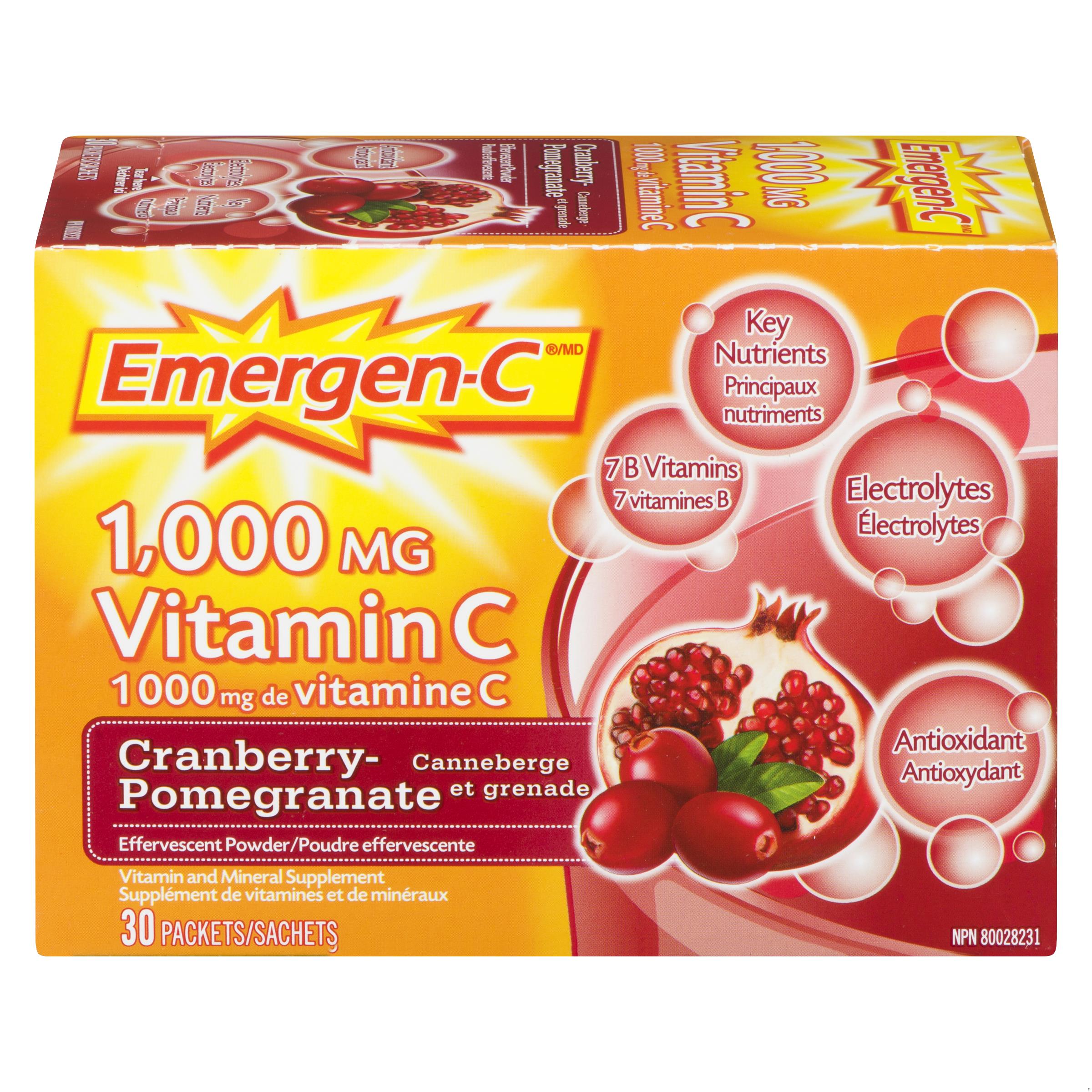 EMERGEN C 1000MG CRAN/POMEGRANATE PK 30