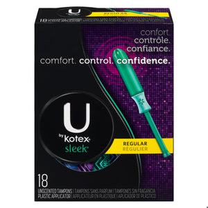 U BY KOTEX TAMPONS SLEEK RG ABSORBENCY 18