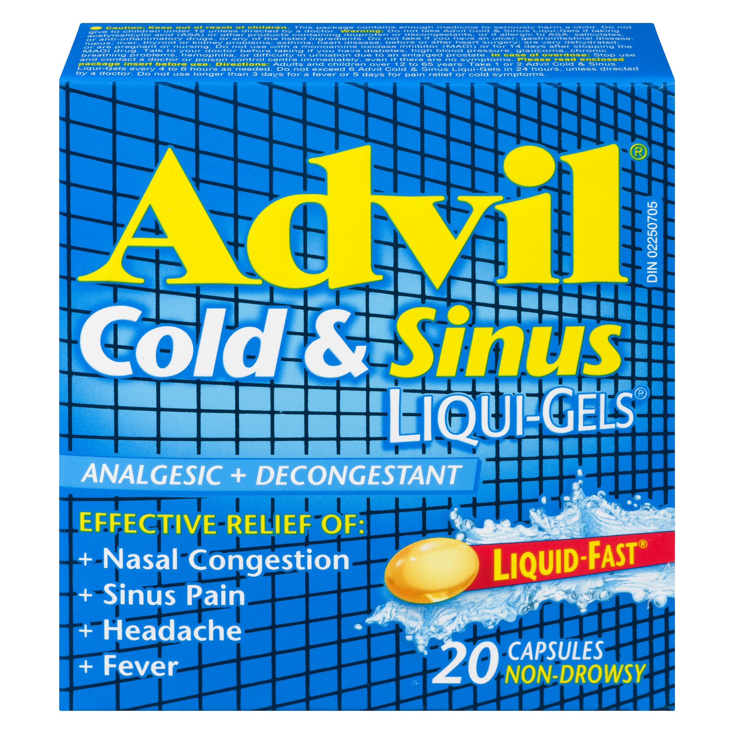 ADVIL COLD & SINUS LIQUI-GELS CPLT 200MG 20