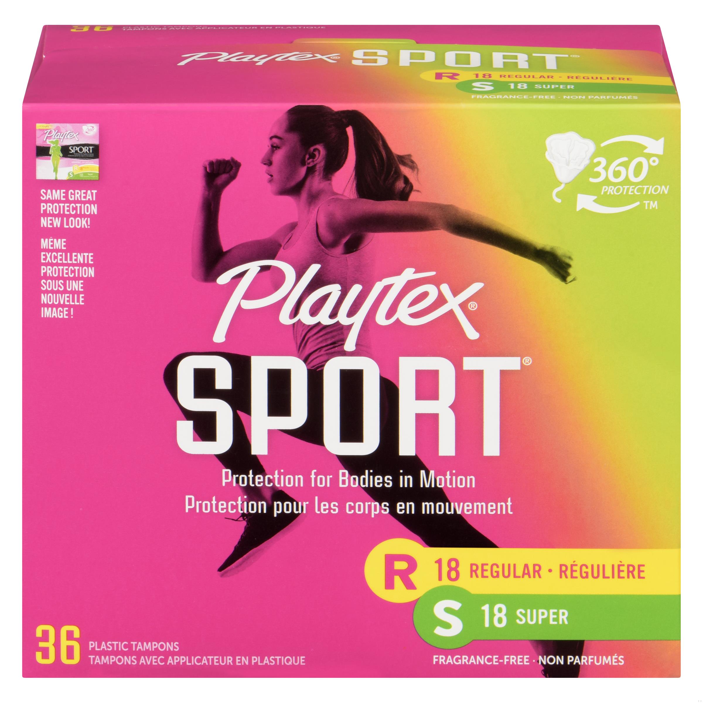 PLAYTEX TAMPON SPORT PLASTIC UNSCENTED ASTD 36