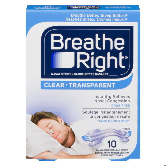 BREATHE RIGHT STRIP NASAL CLEAR SM/MD 10