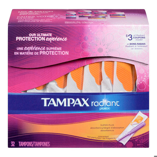TAMPAX RADIANT TAMPONS SUPER UNSCENTED 32