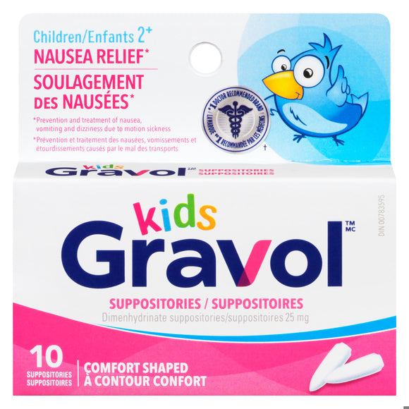 GRAVOL SUPP BABY 25MG 10