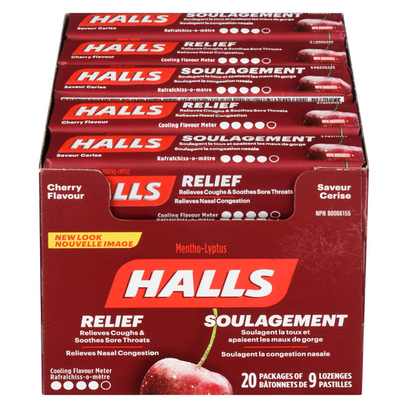 HALLS RELIEF COUGHS & SOOTHES THROAT CHERR