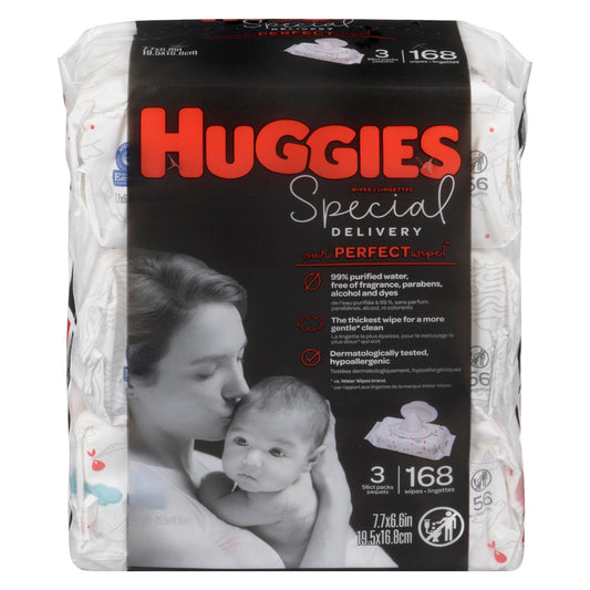 HUGGIES SPEC DEL BABY WIPES HYPOALL UNSCENTED 3X56